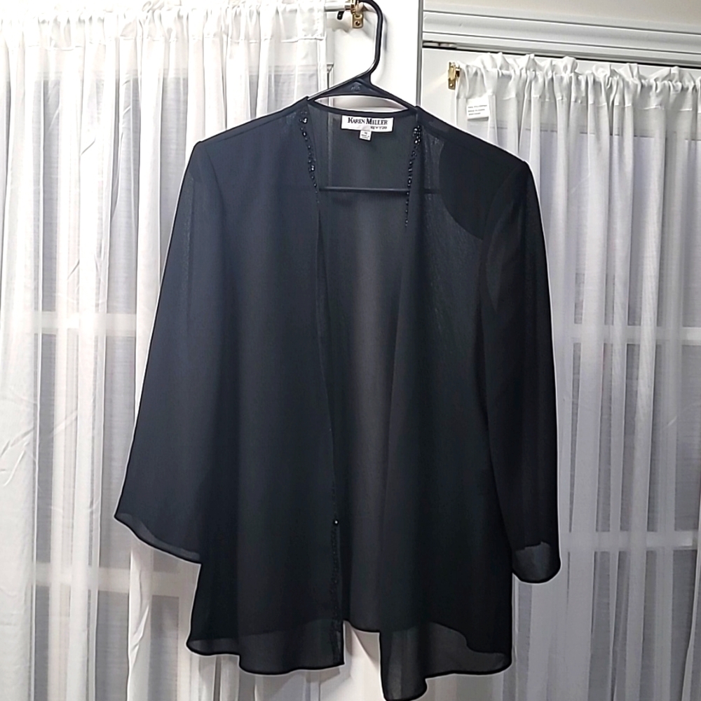 Sheer open front beaded embellished "jacket"